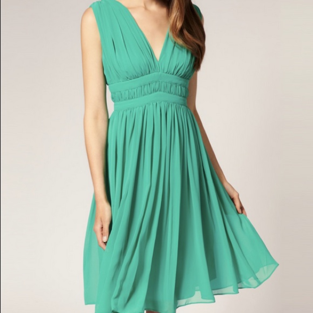 Reiss Grecian dress in seafoam green